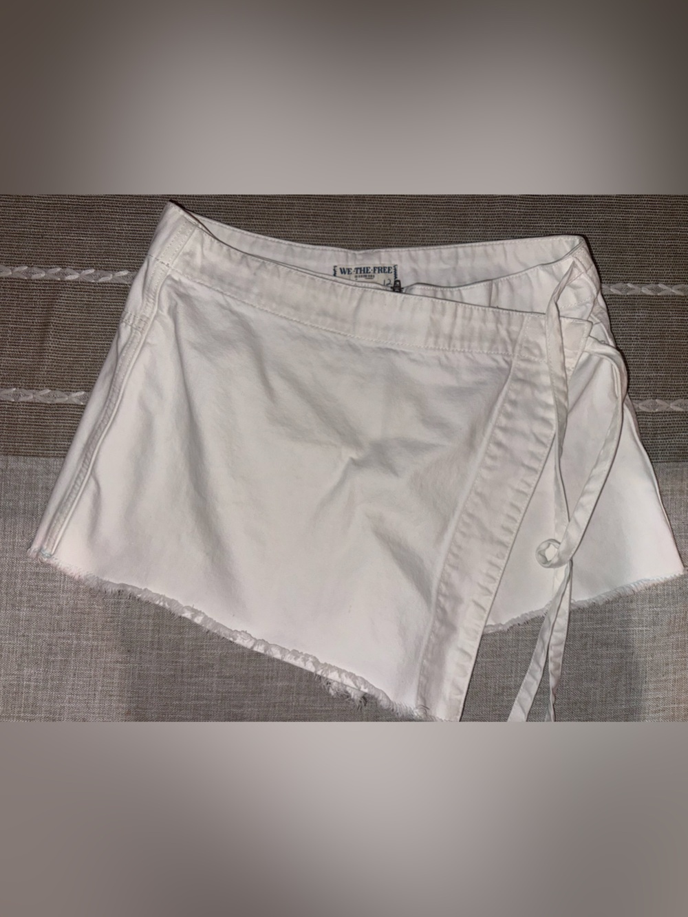 We The Free White Tie-Waist Denim Skort